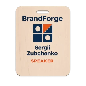 Suorakulmainen puinen nimikyltti painatuksella